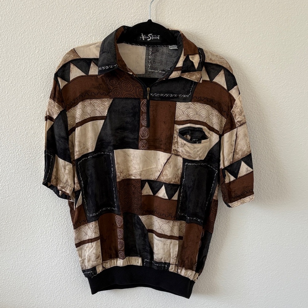 VTG Alan Stuart Geometric Brown Shirt